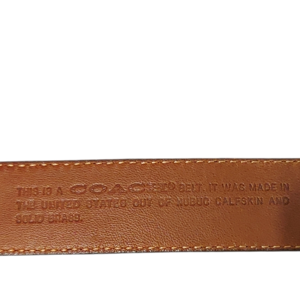 Coach Vintage Nubuck Calfskin Eggplant Leather Belt Small With Brass - Picture 5 of 6
